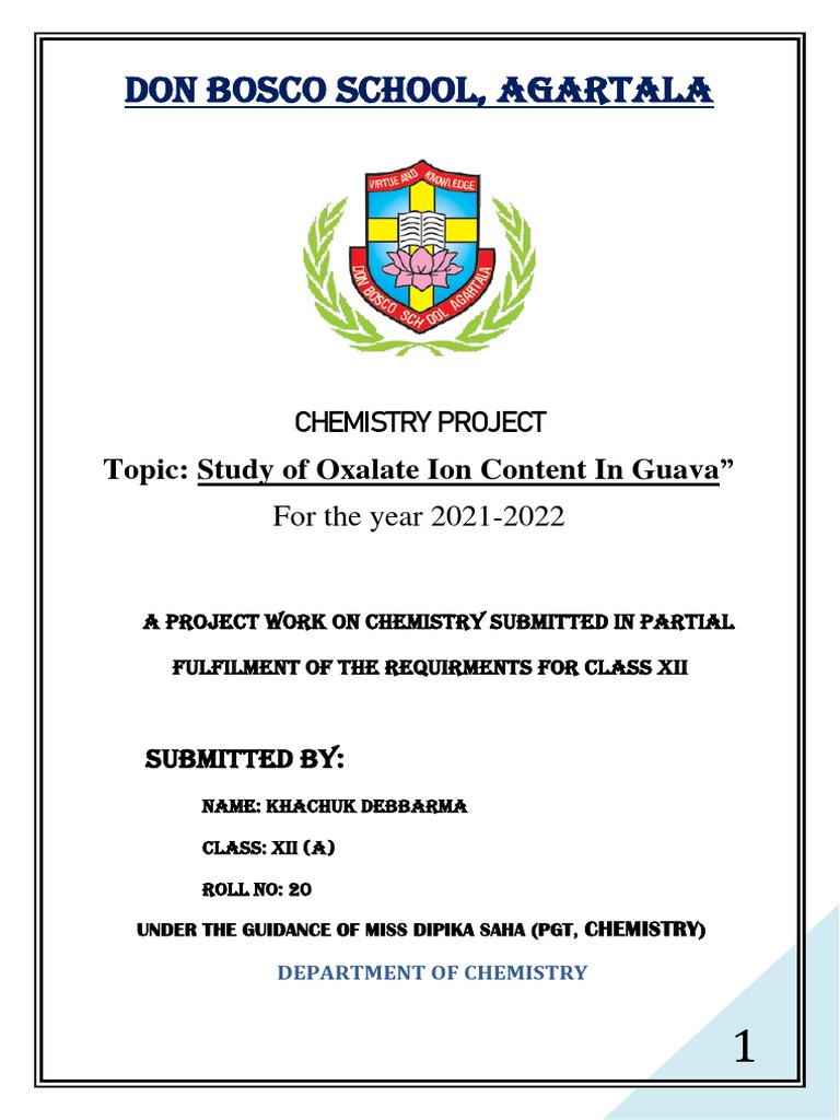 Chemistry Project For Class 12 | PDF | Titration | Chemistry