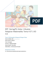 RPP Daring/PJJ Kelas 1 Muatan Pelajaran Matematika Tema 4 ST 1 KD 3.6