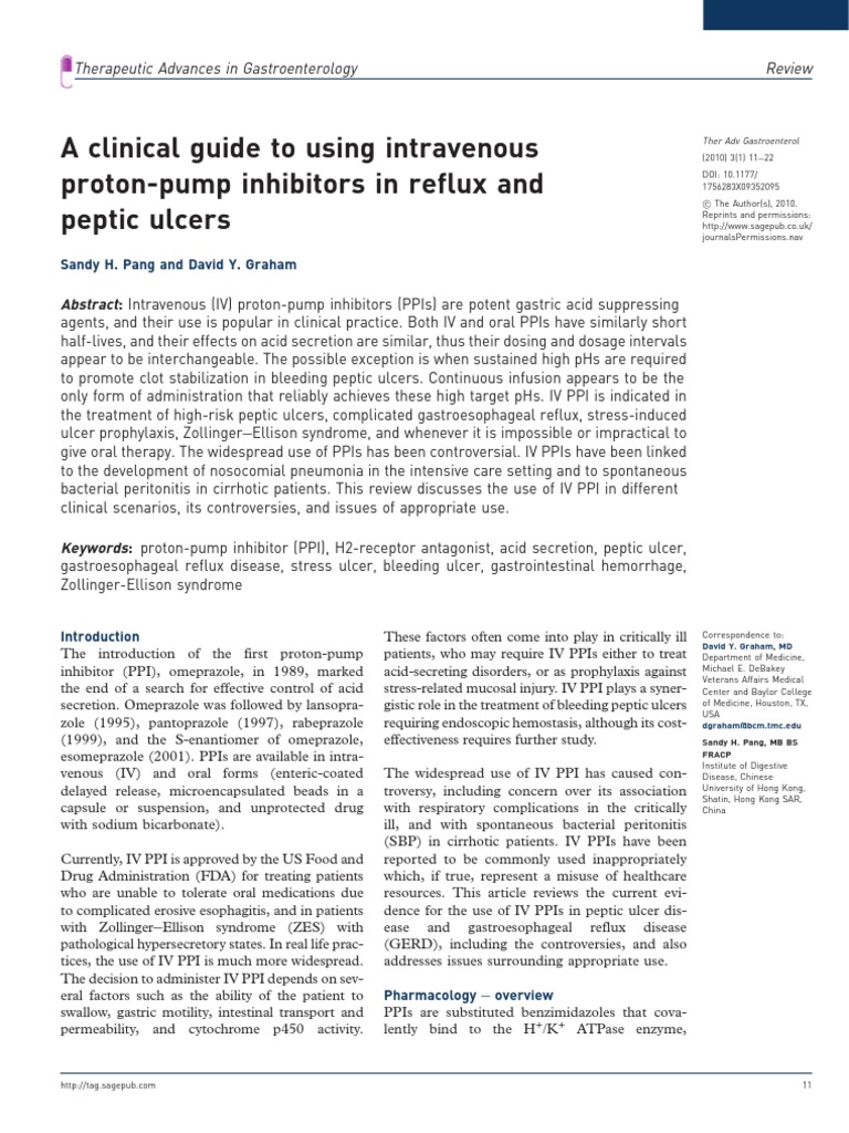 A Clinical Guide To Using Intravenous ProtonPump Inhibitors in Reflux