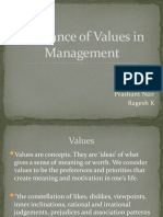 Relevance of Values in Management