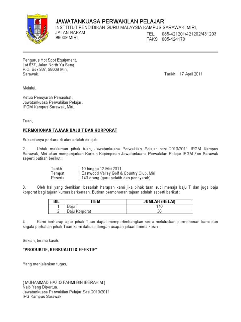 contoh surat kiriman rasmi contoh surat kiriman rasmi