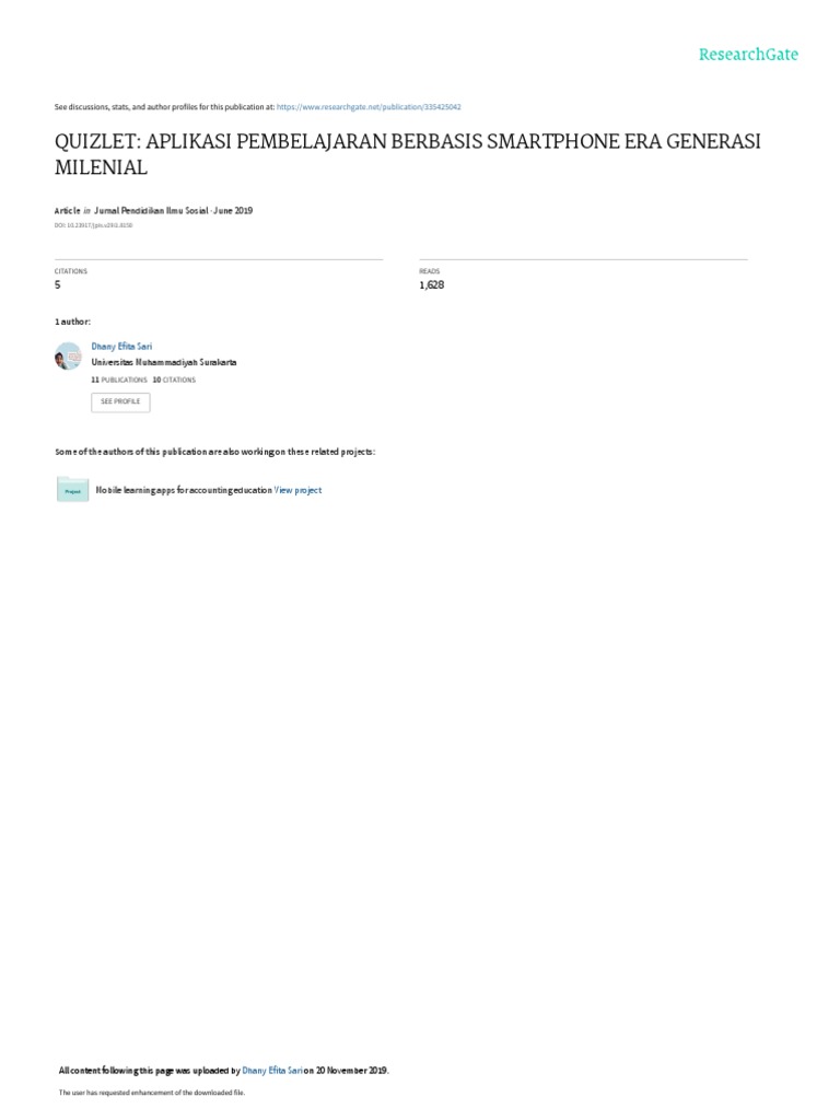 Quizlet Aplikasi Pembelajaran Berbasis Smartphone PDF Mobile App