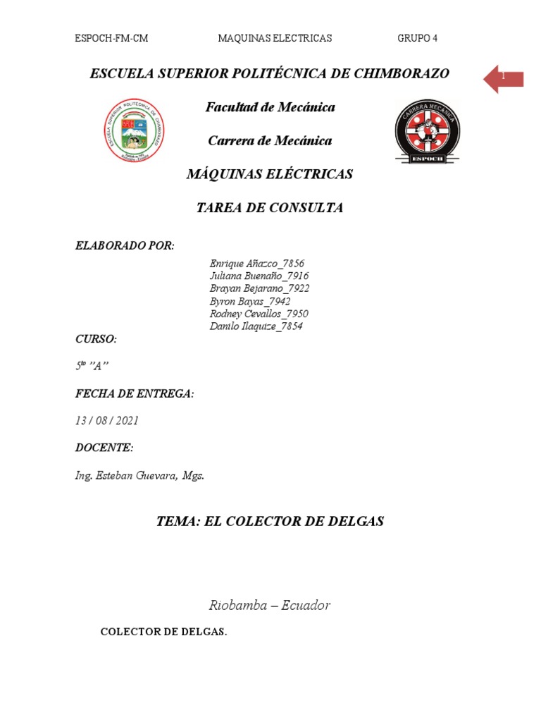 Grupo COLECTOR DE DELGAS | PDF | Generador eléctrico