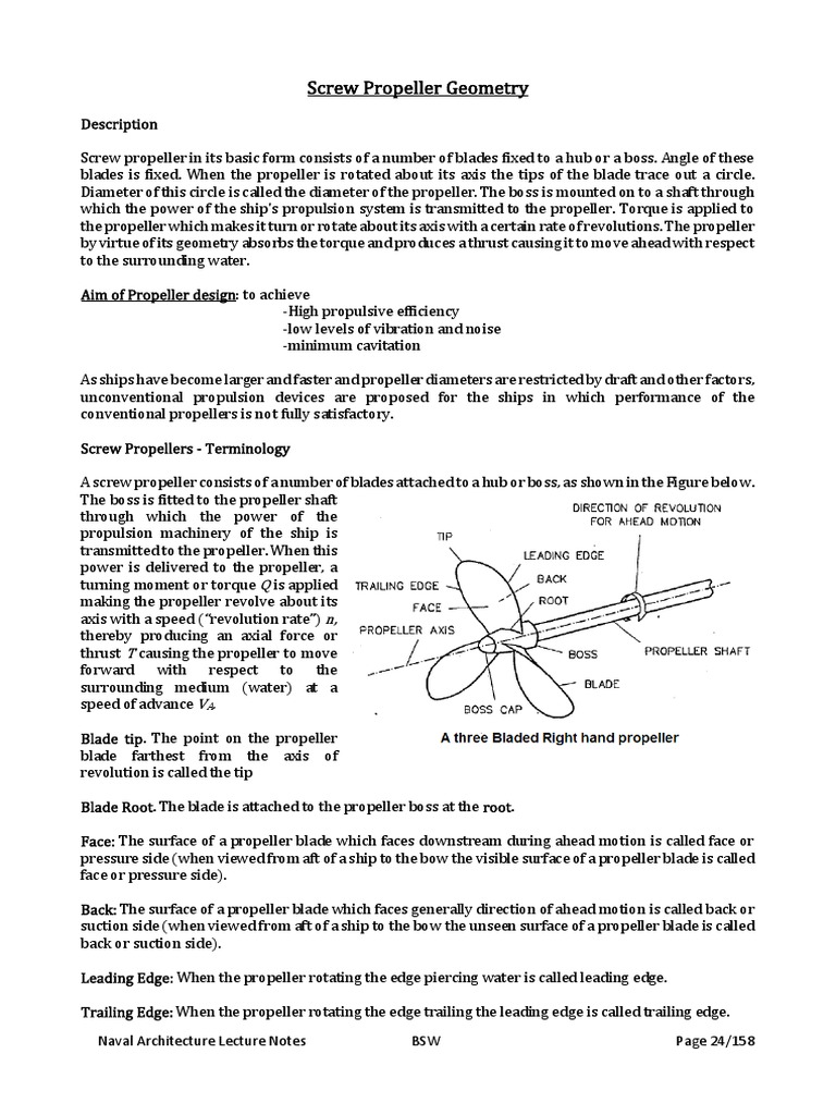 NA 2 Notes 1 Propeller Geometry PDF Propeller Helix