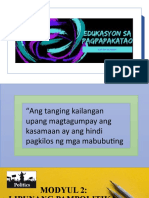 Modyul 2 - Lipunang Pampolitika, Prinsipyo NG Subsidiarity at Pagkakaisa