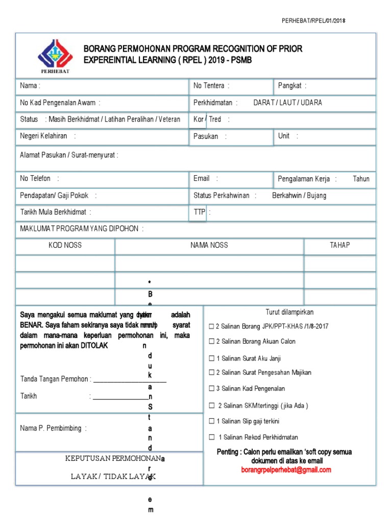 Permohonan Program RPEL 2019 B40 | PDF