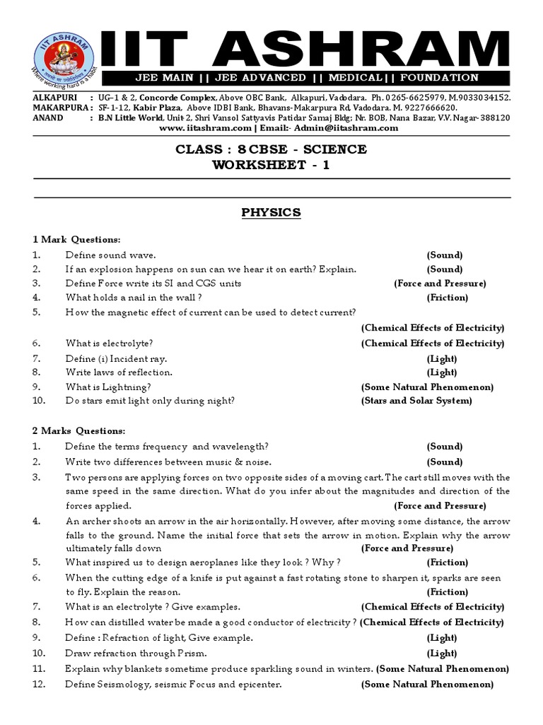 Class 8 - Science Worksheet - 1 | PDF | Fibers | Fuels
