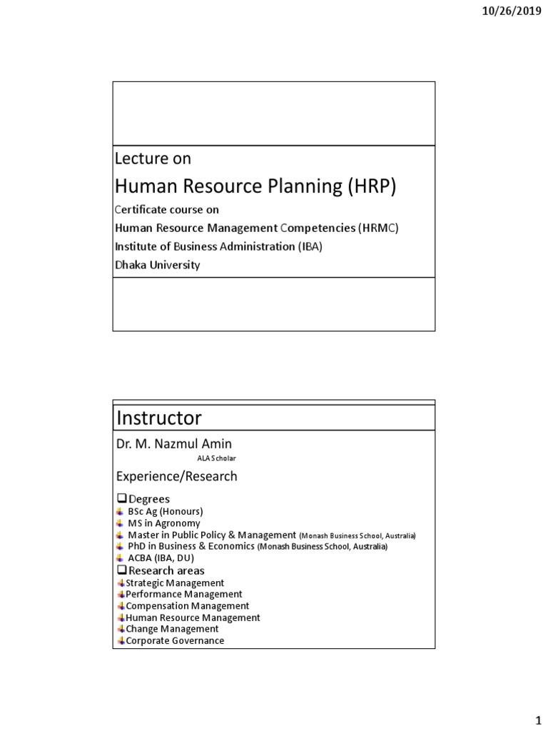 HRMC HRP Lecture Print | PDF | Forecasting | Human Resource Management