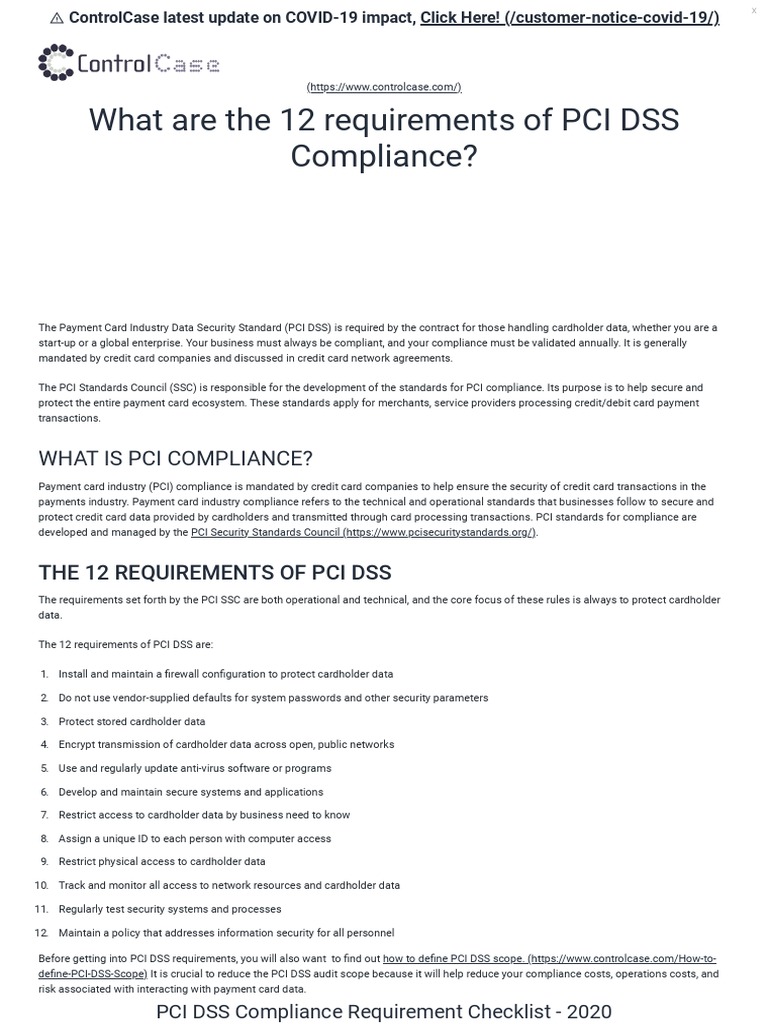 What Are The 12 Requirements of PCI DSS Compliance | PDF | Payment Card ...