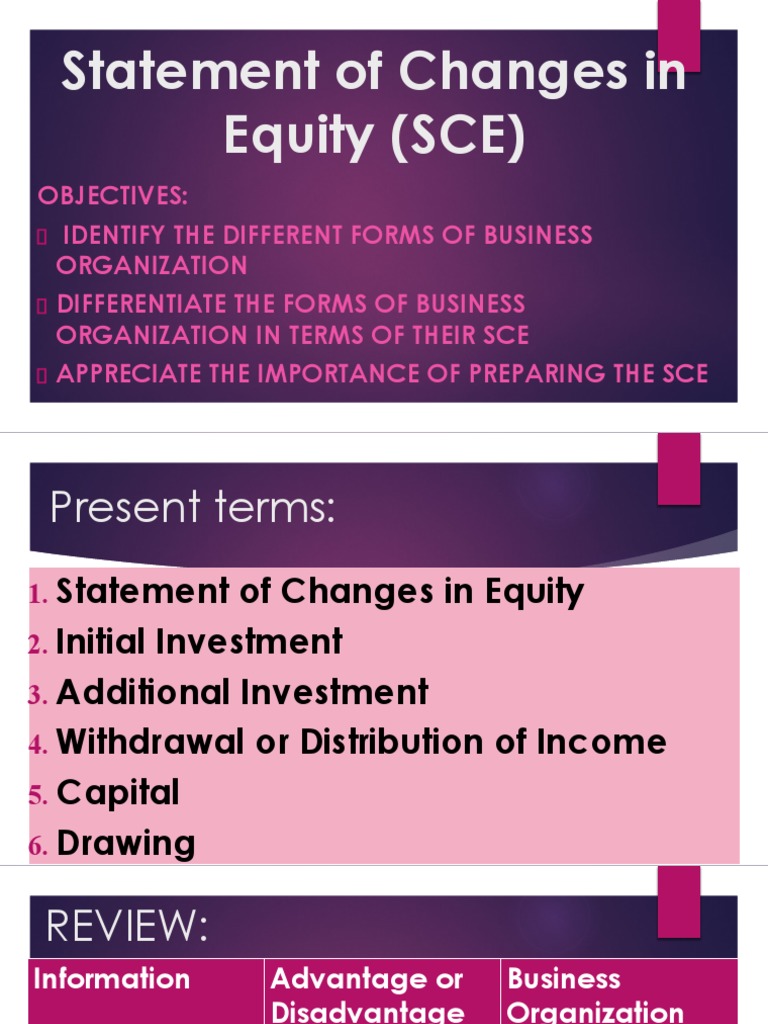 Statement of Changes in Equity (SCE) | PDF | Partnership | Equity (Finance)