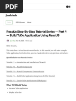 ReactJs Step-By-Step Tutorial Series - Part 4 - Build ToDo Application Using ReactJS - by Jinal Shah - Medium