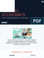 Applied Economics: Lesson 1: Revisiting Economics As A Social Science