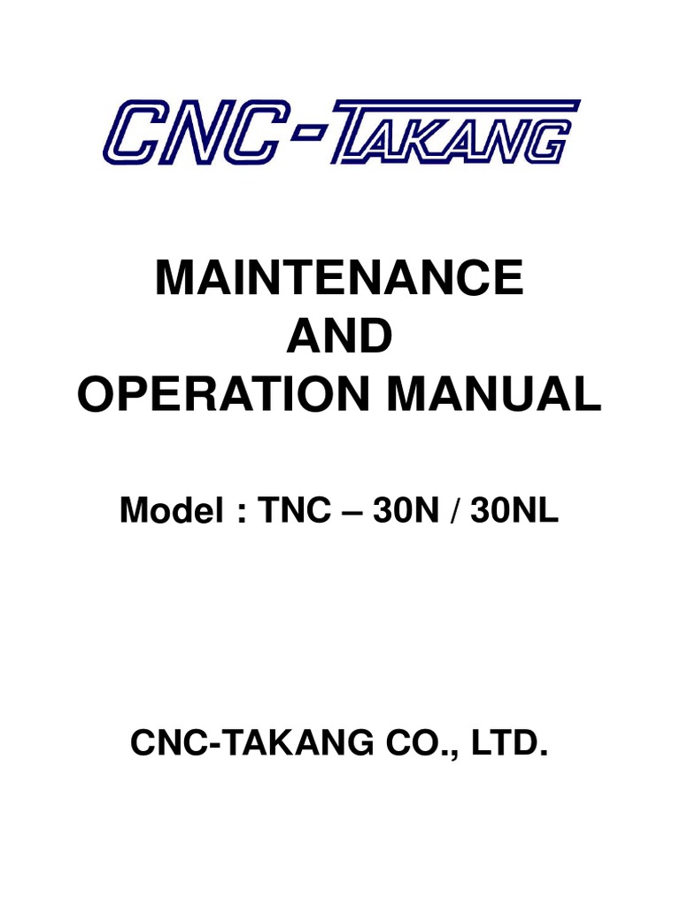 Maintenance Ane Operation Manual For TNC-30N NL | PDF | Machining ...