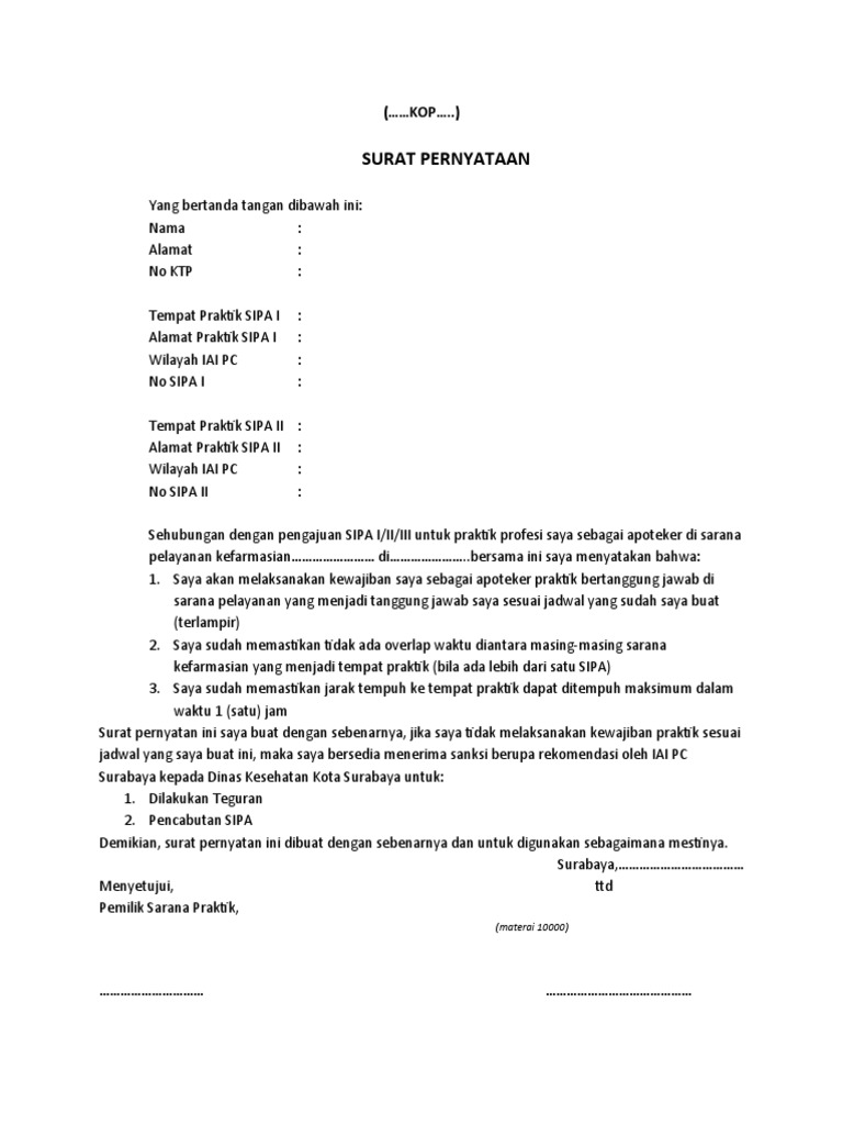 Surat-Pernyataan - Praktek Bertanggung Jawab P2B | PDF