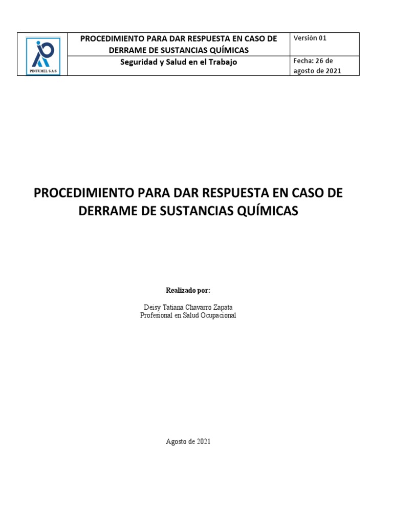Procedimiento en Caso de Derrame de Residuos Peligrosos | PDF | Residuos