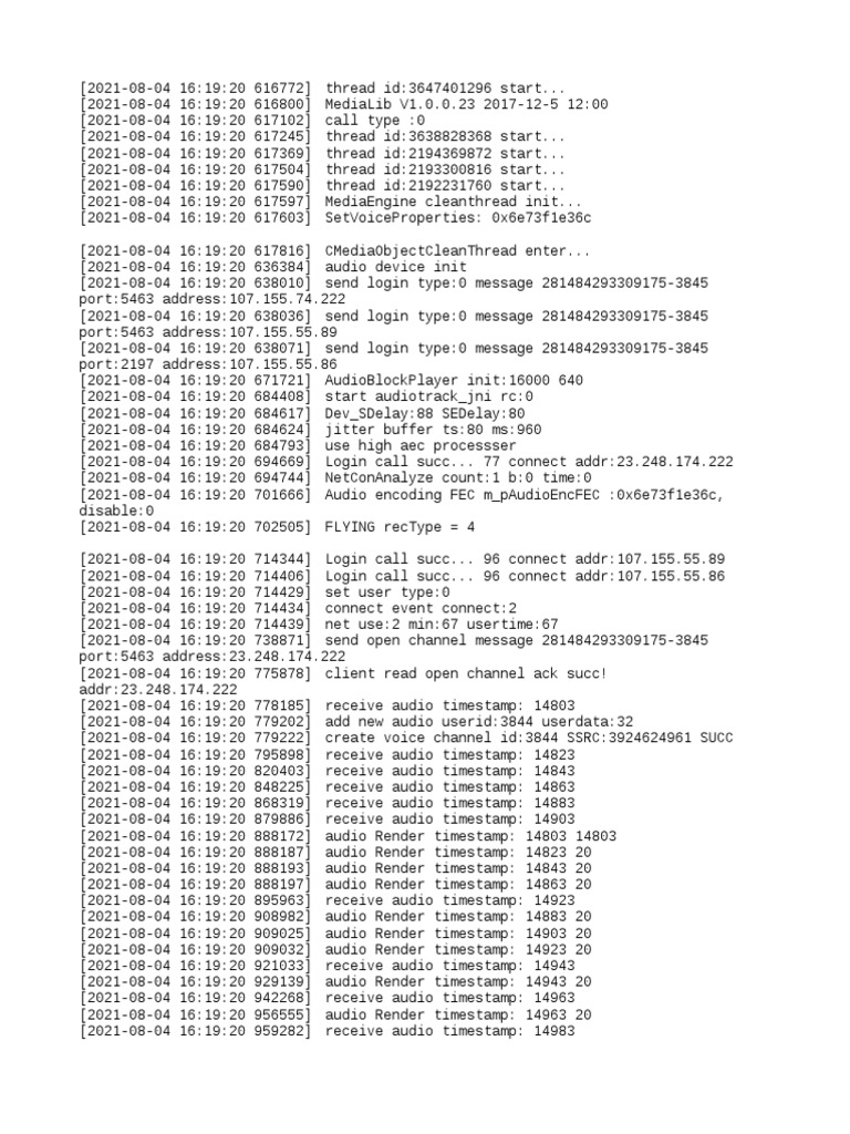 MediaLib Audio Processing Log | PDF | Network Architecture ...