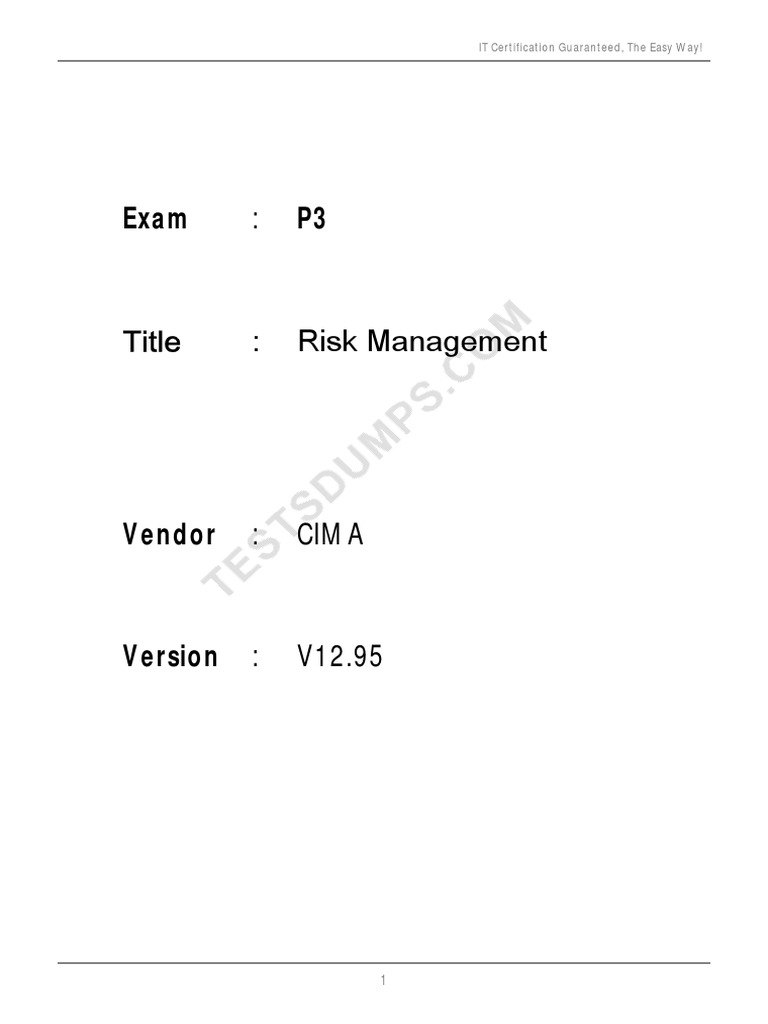 CIMA Risk Management Exam | PDF | Subscription Business Model | Risk