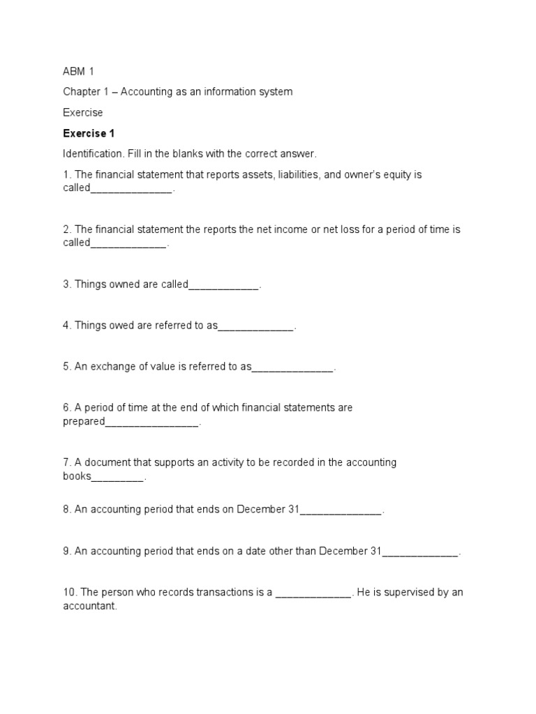 ABM 1 Chapter 1 Exercise | PDF | Business | Law