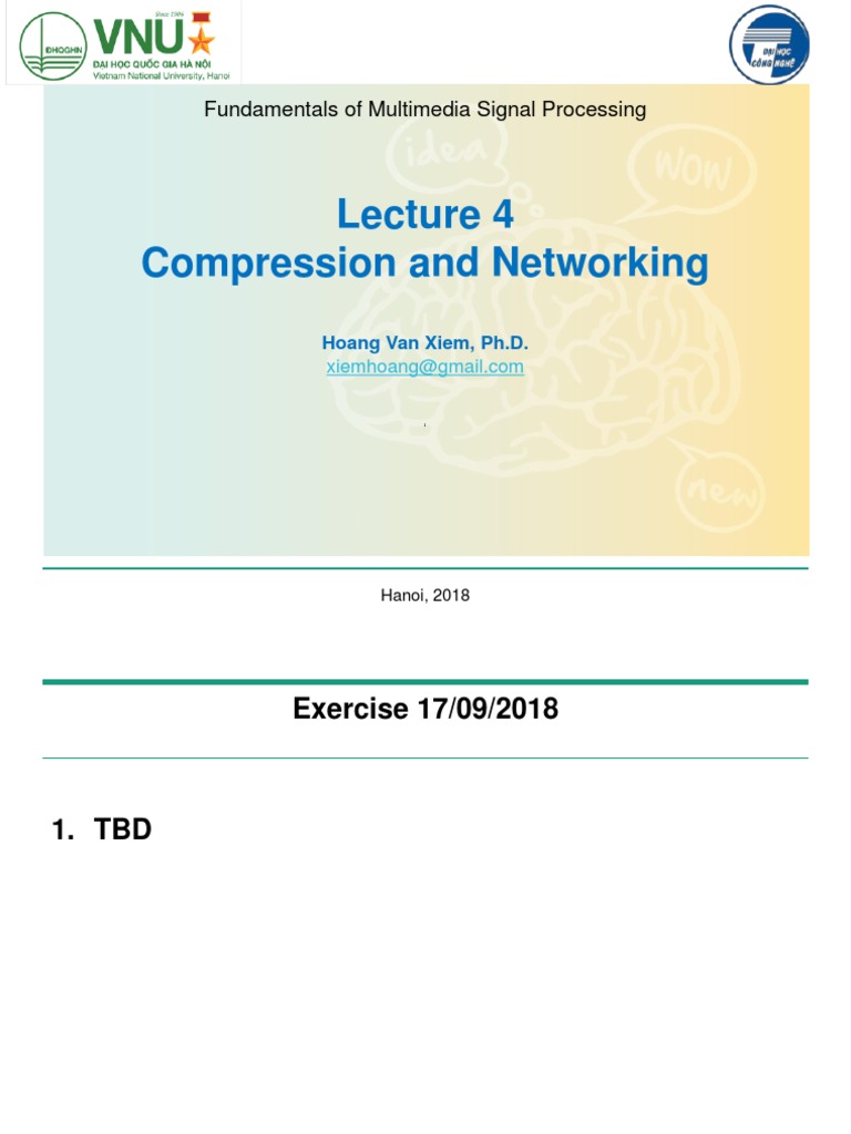 Lecture 4. Compression and Networking PDF Data Compression Imaging