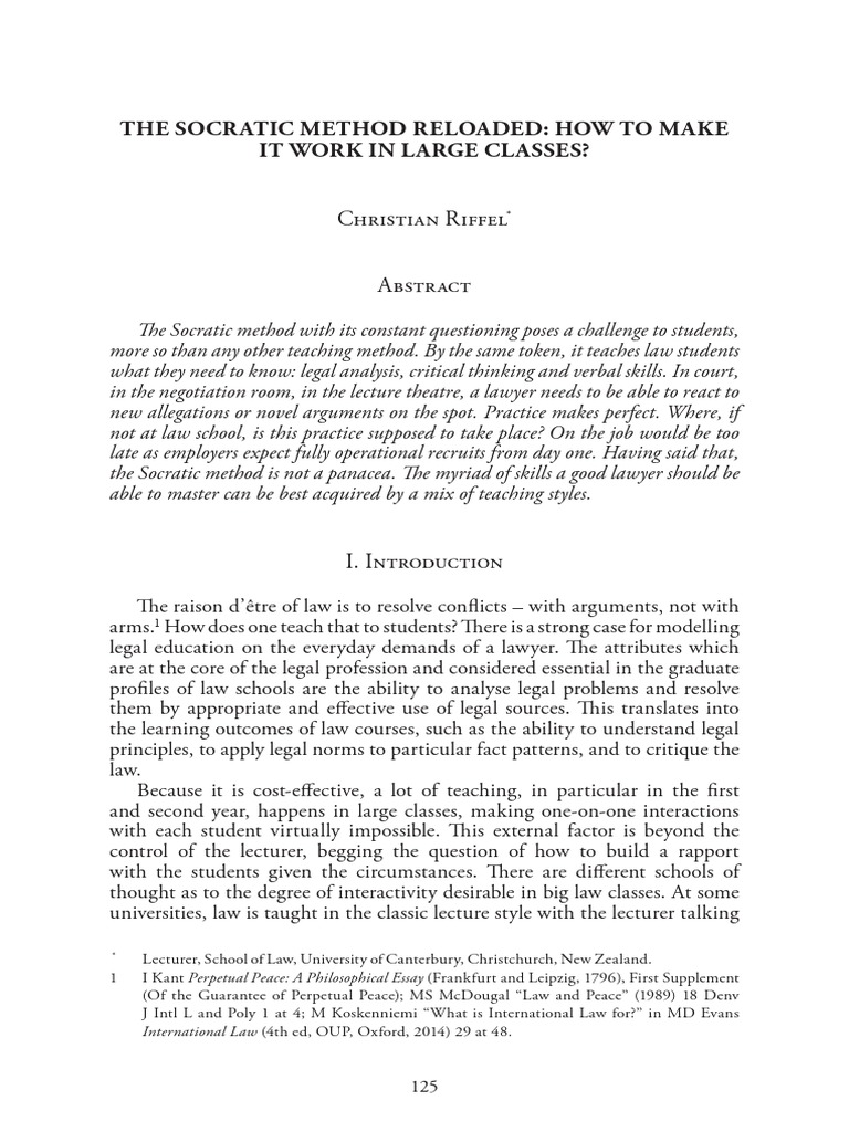 Enhancing the Socratic Method in Law Classes | PDF | Critical Thinking ...