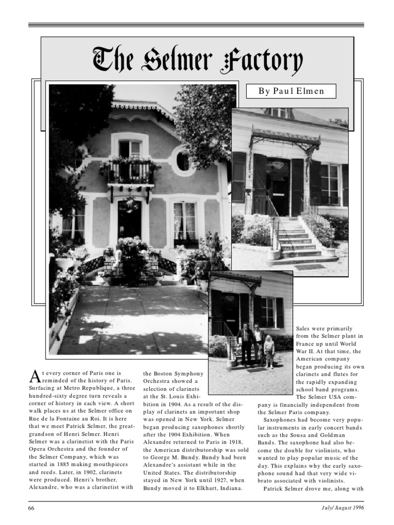 The History and Manufacturing Process of Selmer Woodwind Instruments PDF Saxophone