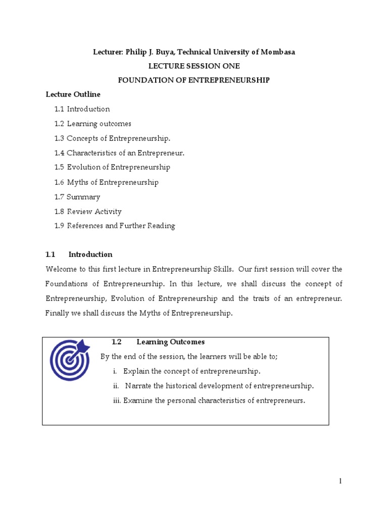 Foundations of Entrepreneurship Overview | PDF | Entrepreneurship ...