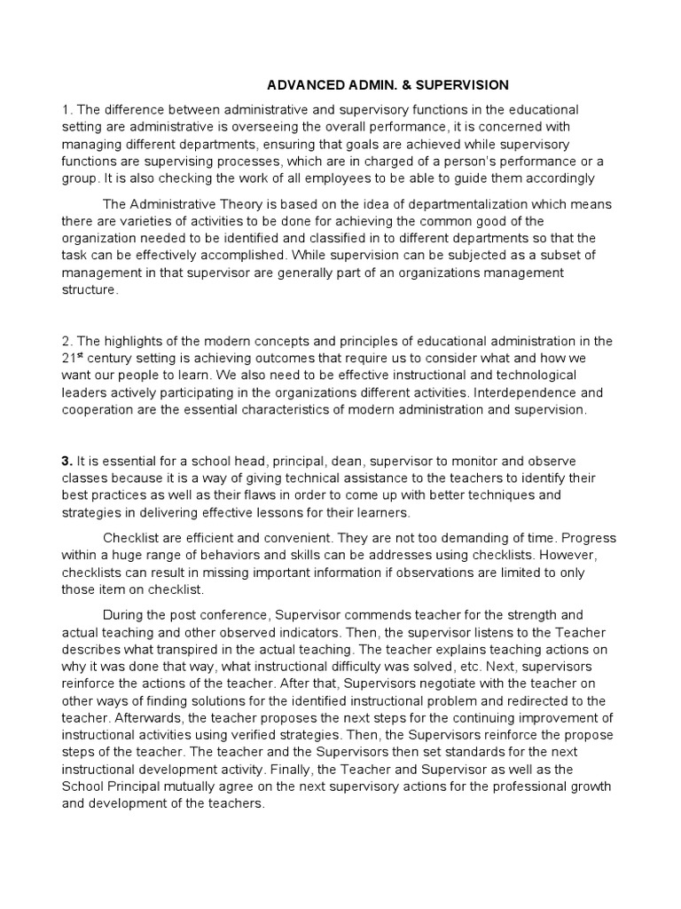 Advanced Administrative Supervision | PDF | Teachers | Learning