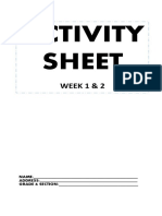Activity Sheet: Week 1 & 2