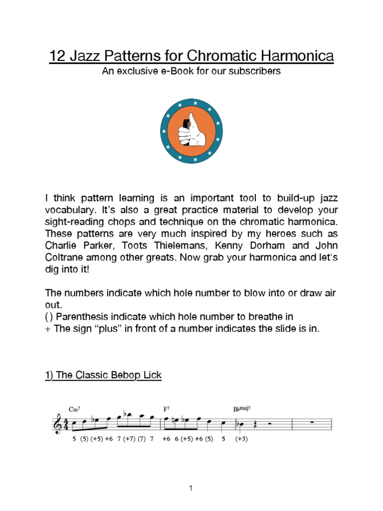 12 Jazz Patterns For Chromatic Harmonica PDF