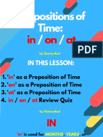 On in at Prepositions of Time ESL Lesson PPT
