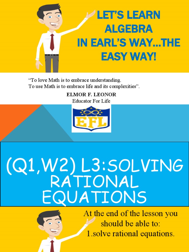 Let'S Learn Algebra in Earl'S Way The Easy Way! | PDF | Equations ...