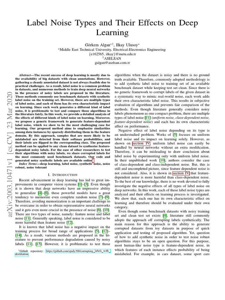 Analyzing Label Noise Types in Deep Learning | PDF | Emerging ...