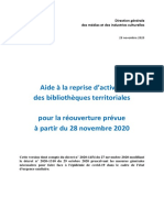 Recommandations Sanitaires Bibliotheques - 28 Nov 2020