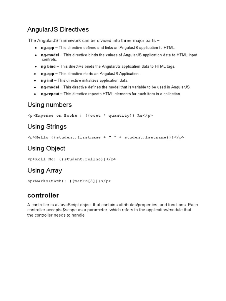 Angularjs Directives: Controller | PDF | Business | Technology ...