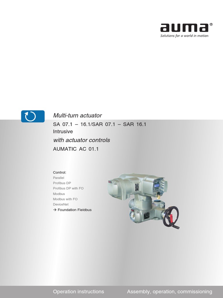 Operation and Assembly Instructions for the MultiTurn Actuator SA 07.1