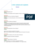 Geographic Grid: Latitudes and Longitudes: I. Short Answer Questions