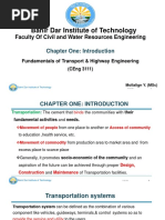 Chapter One - Fundamental of Transport and Highway Engineering