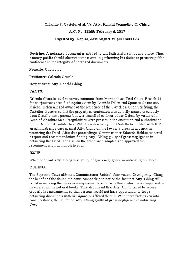 (Castelo v. Atty. Ching | PDF | Politics | Social Science
