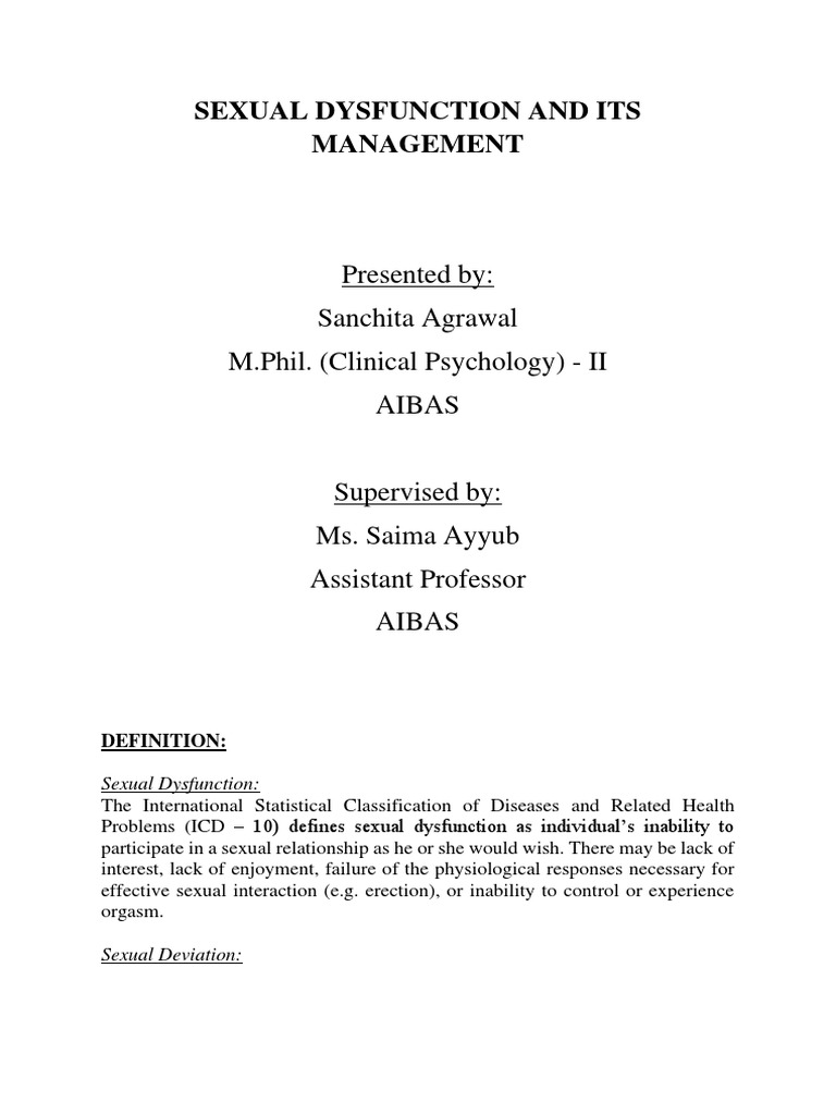 Sexual Dysfunction and Its Management | PDF | Sexual Arousal | Sexual ...