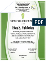 Eiza S. Palabrica: Certificate of Recognition