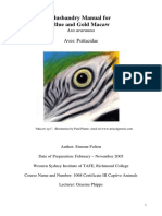 Husbandry Manual For Blue and Gold Macaw: Aves: Psittacidae