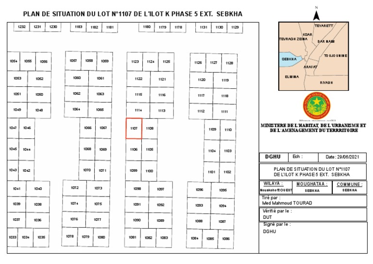 Plan de Situation Du Lot N°1107 de L'ilot K Phase 5 Ext. Sebkha | PDF