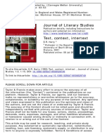 Journal of Literary Studies: To Cite This Article: E.R. Harty (1985) Text, Context, Intertext, Journal of Literary
