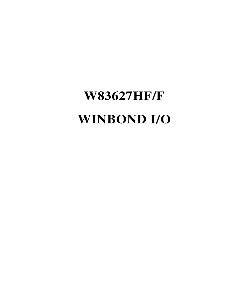 Winbond Io w83627hf PDF Floppy Disk Input/Output