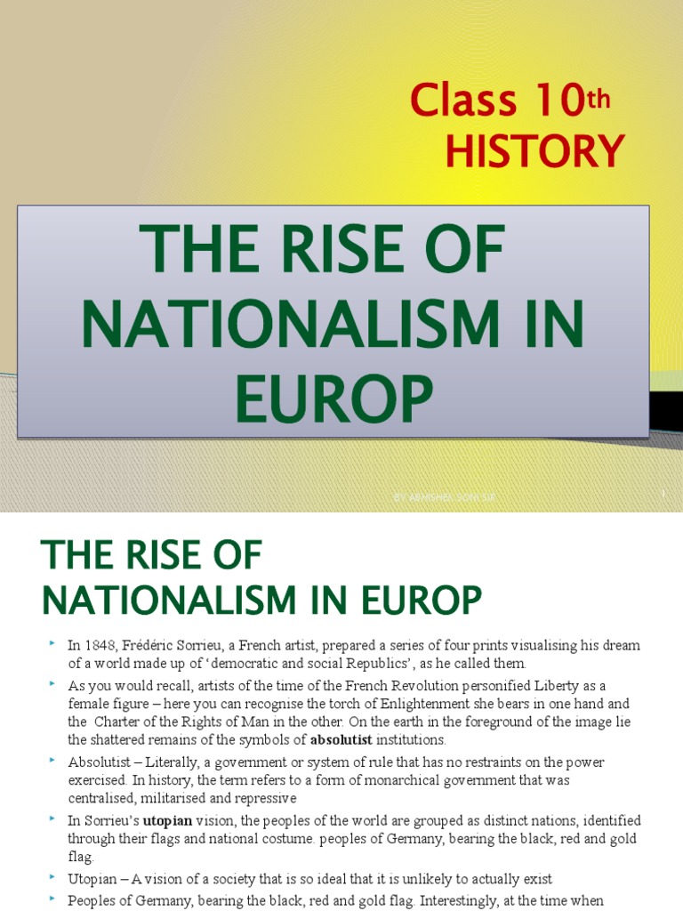 The Rise of Nationalism in Europe (For Class 10th)