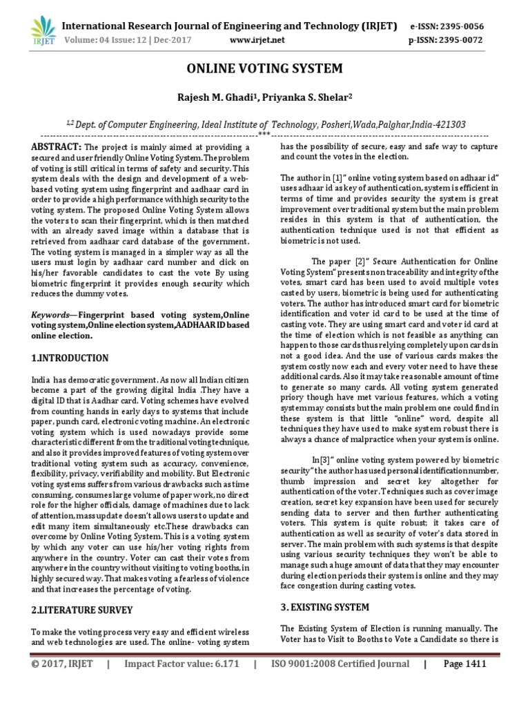 of Onlline Voting System | PDF | Fingerprint | Voting