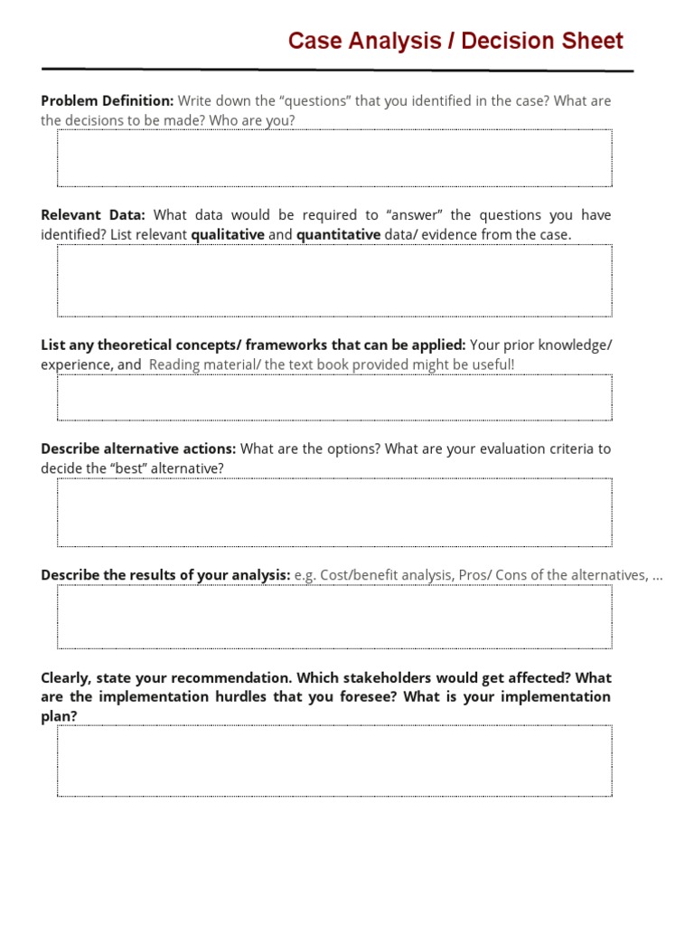 CS Case Analysis Template | PDF