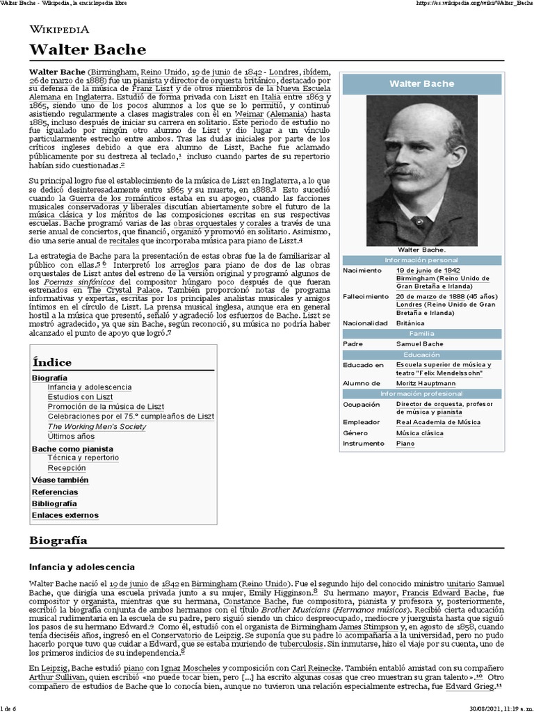Walter Bache Wikipedia, La Enciclopedia Libre PDF Franz Liszt