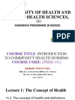 University of Health and Allied Health Sciences,: Sandwich Progrmme (8 Weeks)
