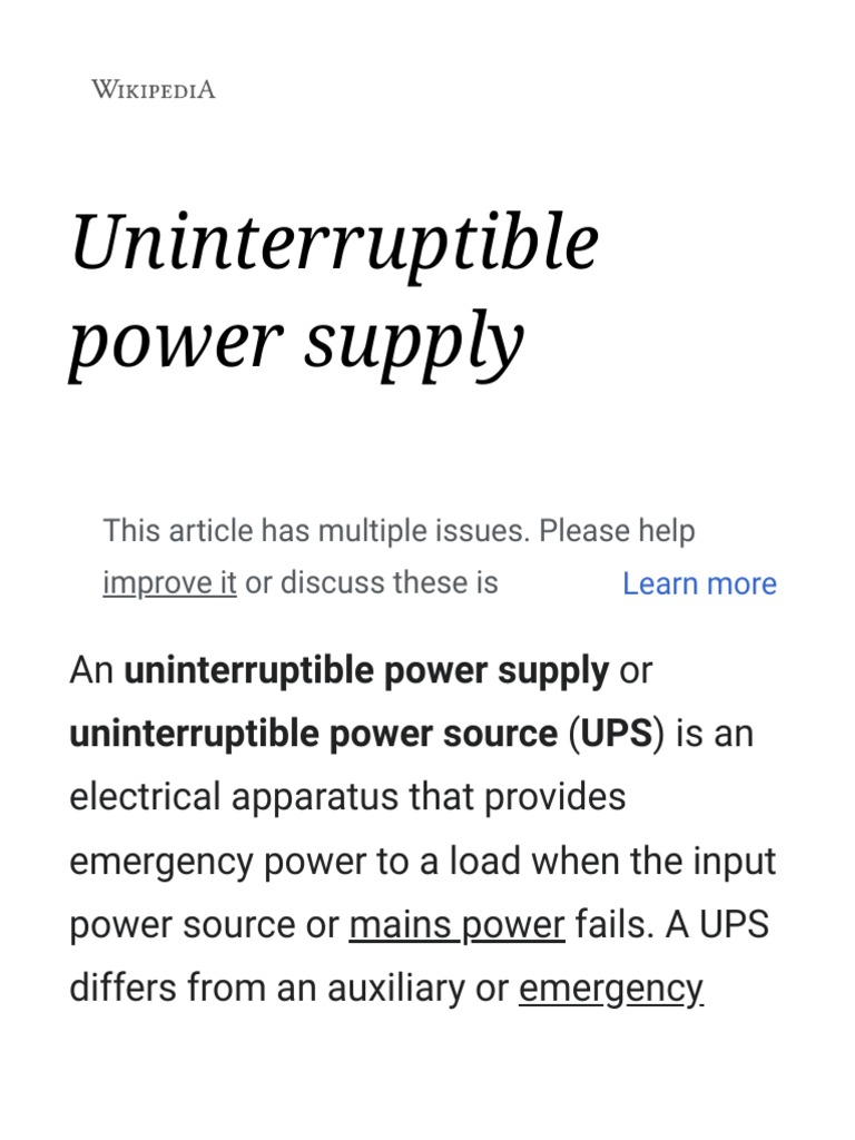 Uninterruptible Power Supply Wikipedia PDF Power Inverter